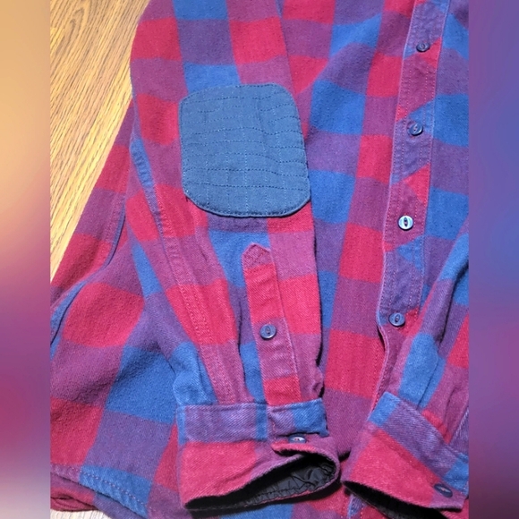 Tony Hawk Shacket Mens Red & Blue Plaid Quilted Button Hooded Jacket Size S/P - Picture 3 of 11